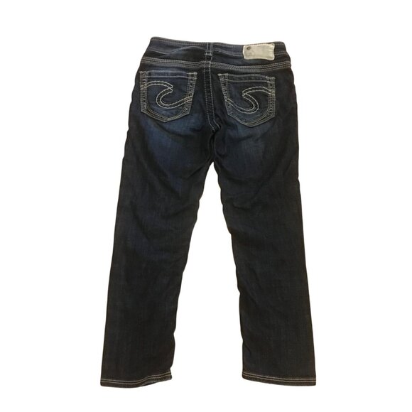 Silver Denim Capris Jeans Womens Size W25 Western Glove Works Embroidery Pockets - Picture 3 of 8